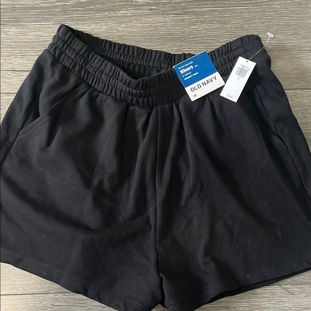 NWT Medium Old Navy Black Shorts Elastic Waistband Lightweight Extra High Rise